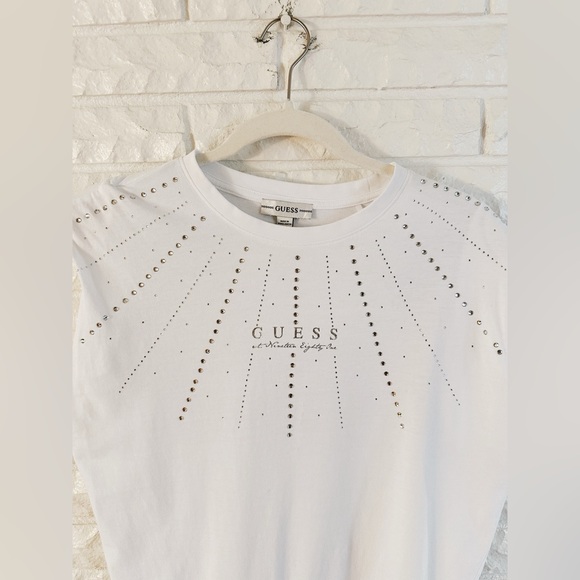 90’s Guess White Bodysuit with Silver Rhinestones - Picture 2 of 4